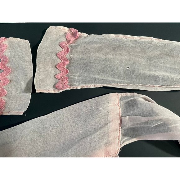 Vintage half apron 1950s women kitchen apron with zig zag pattern in pink blue. - Picture 10 of 10